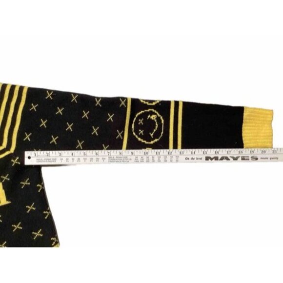 Nirvana Crew Neck Knitted Sweater Yellow Black Small Smiley Face Cobain Grunge - Picture 4 of 5